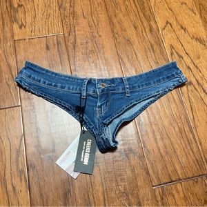 Cheeky denim bottoms. New. Never worn.
